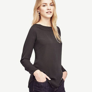 Ann Taylor Perforated Boatneck Blouse | Medium